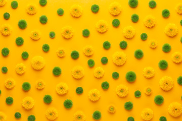 Yellow flower pattern on a yellow background.  Spring greeting card.