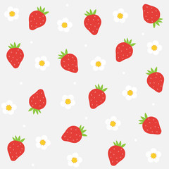 Strawberry with flower pattern on gray background