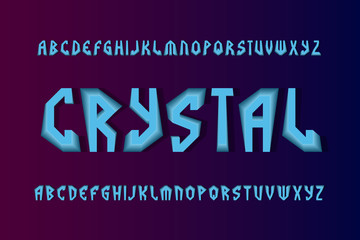Fototapeta premium Crystal dual alphabet. Cartoon 3d font. Isolated english alphabet.