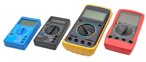 Digital  multimeters on a white