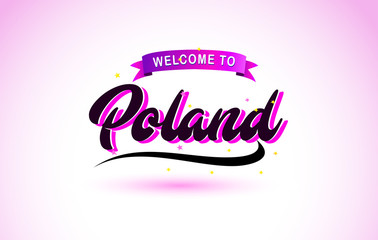 Poland Welcome to Creative Text Handwritten Font with Purple Pink Colors Design.