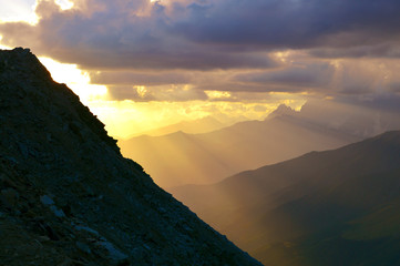 sunset in the mountains