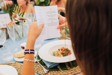 letter wedding menu guests table celebration