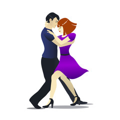 Isolated Bachata Dancers in Cartoon Style
