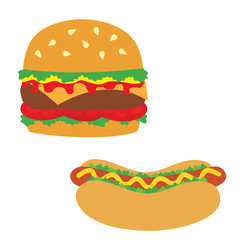 Vector Hamburger and Hot Dog Illustration Graphics