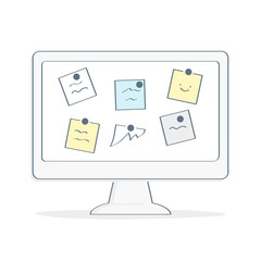 Business planning, business task management, multitasking, work control, project management, assignment of tasks among employees. Scrum task board vector with notifications. Flat outline vector icon.