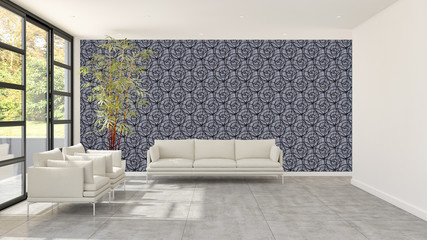 large luxury modern bright interiors room illustration 3D rendering