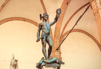 Perseus with the Head of Medusa, 16th century bronze sculpture by italian artist Benvenuto Cellini,...