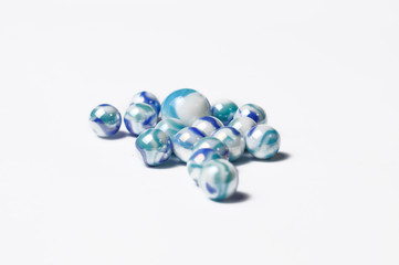 Glass marble balls isolated on white background. Colorful glass marble balls