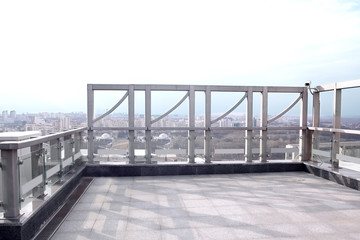view of the modern city from the observation deck.