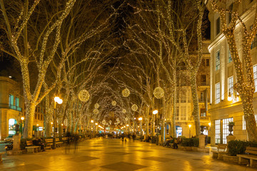 Palma de Mallroca - The christmas decoration on the street of old town.