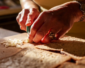 Woman making sandwiches