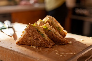 Woman making sandwiches