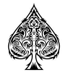 Tribal Style Spade Ace Design, Poker emblem vector illustration