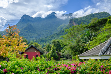 Fototapeta na wymiar Paysage montagneux, Chiang Dao, Thaïlande.