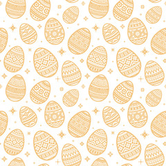 Seamless pattern of yellow easter egg vector flat icons painted in traditional style. Eggs isolated vector. Easter eggs for Easter holidays design. Eggs icons flat modern style.