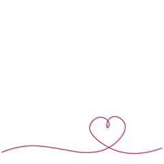 Heart one line drawing, vector illustration.