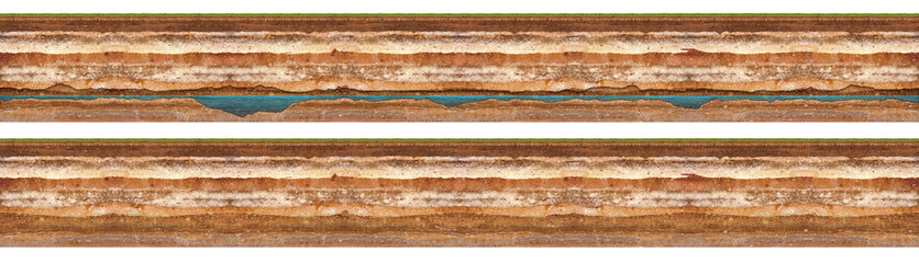 Layers of soil with groundwater. High resolution texture