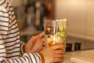 Boy enjoying his morning healthy smoothie