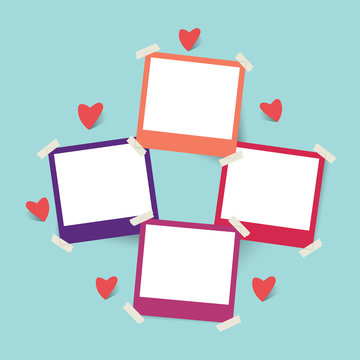 Blank photo frame set with love icons