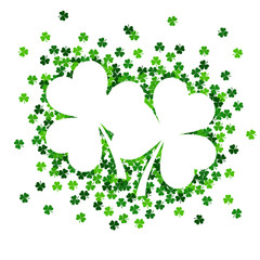 vector illustration with green shamrocks on white background
