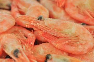 Frozen boiled prawns.