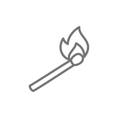 Burning match stick line icon.