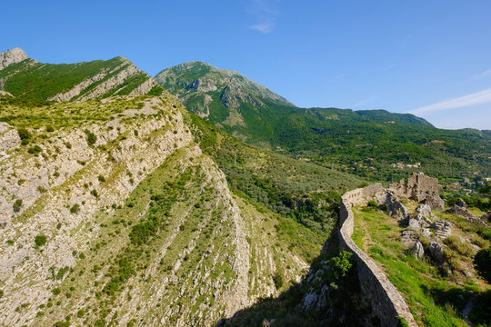 Montenegro, Rumija mountain, Bari, Stari Bar, City wall of abandoned old town