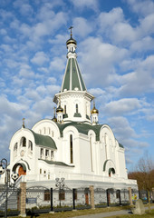 Temple of the Saint blessed grand duke Alexander Nevsky in the sunny day. Kaliningrad