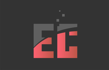 Obraz premium orange grey alphabet letter combination EC E C for logo icon design