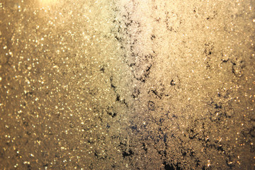 Golden yellow vivid bokeh in soft color style, blured background, postcard.