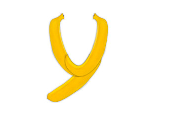 Letter Y from bananas