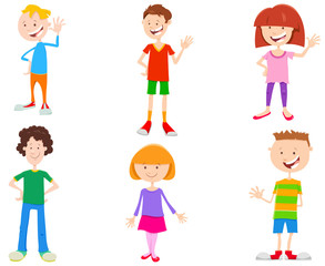 cartoon set of children and teenager characters