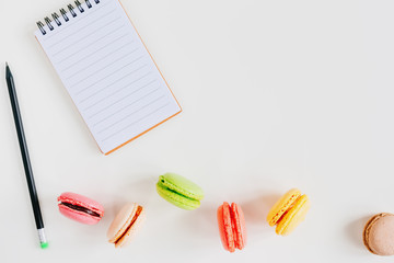 Flat lay working desk table