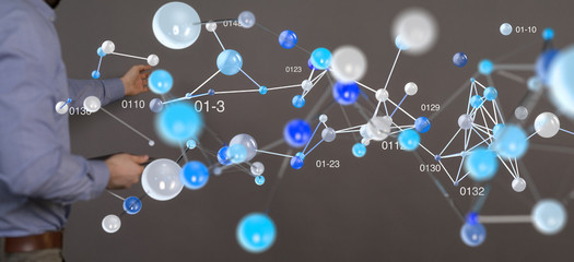 network holograms datas digital sphere 3D
