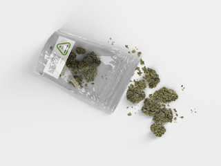 Cannabis Product Package - White Pouch with Clear Backing