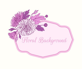 Wreath with chrysanthemums in sketch style. Beautiful flowers decoration. For Wedding day.