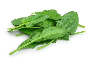 fresh spinach isolated on white background clouseup