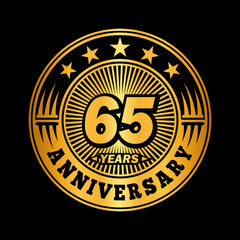 65 years anniversary. Anniversary logo design. Vector and illustration.