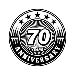 70 years anniversary. Anniversary logo design. Vector and illustration.