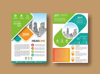 Front and back cover of a modern business brochure layout or flyer template, poster, magazine, annual report, book, booklet with red circle and gray design. Size A4