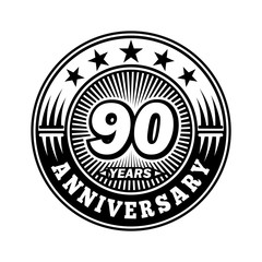 90 years anniversary. Anniversary logo design. Vector and illustration.