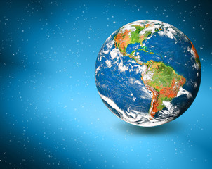 Ecological concept of the environment with the cultivation of trees . Planet Earth. Physical globe of the earth. Elements of this image furnished by NASA. 3D illustration