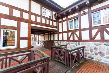 half-timbered building exterior wall