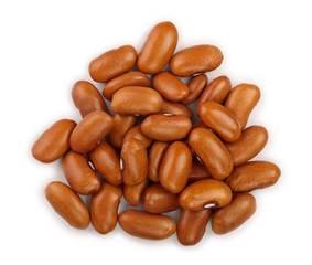brown kidney bean isolated on white background. Top view. Flat lay