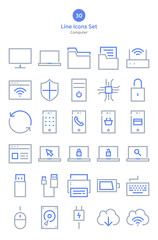 Computer outline style icons set.