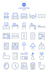 Fototapeta premium Furniture outline icons set.