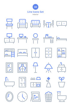 Furniture outline icons set.