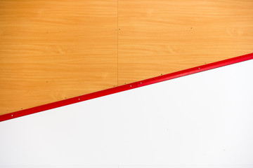 International squash court. Detail on squash wall