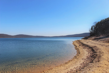 Lake shore in winter